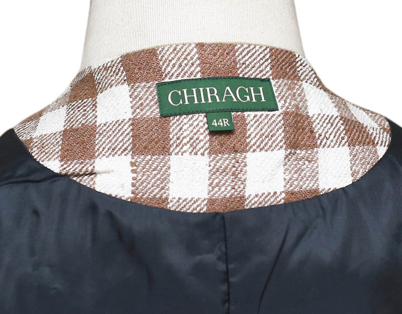 Mens Vest 44R Brown Beige Plaid Check Waistcoat XL Western Casual Preppy Party