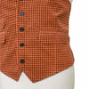 Mens Vest 44R Orange Brown Check Corduroy Waistcoat XL Formal Wedding Party