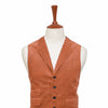 Mens Vest 44R Orange Brown Check Corduroy Waistcoat XL Formal Wedding Party