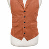 Mens Vest 44R Orange Brown Check Corduroy Waistcoat XL Formal Wedding Party