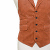 Mens Vest 44R Orange Brown Check Corduroy Waistcoat XL Formal Wedding Party