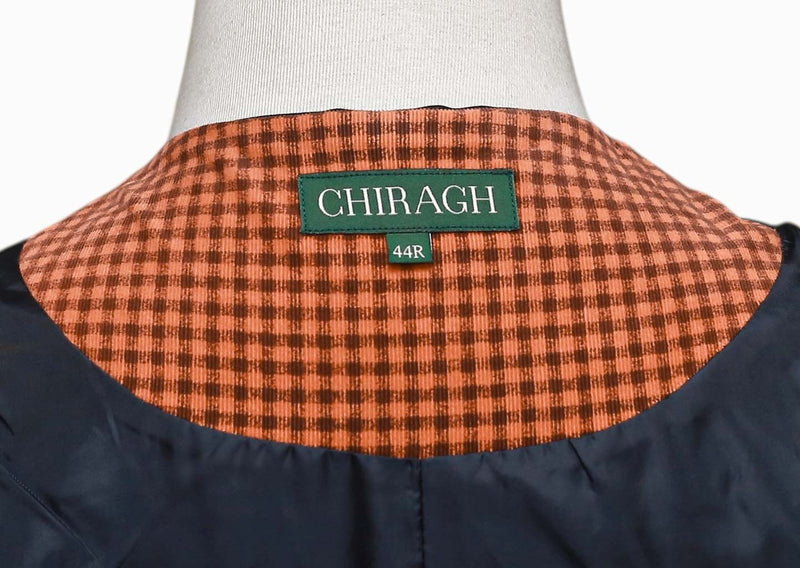 Mens Vest 44R Orange Brown Check Corduroy Waistcoat XL Formal Wedding Party