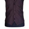 Mens Vest Brown Blue Striped Wool Formal Wedding Suit Lapel Waistcoat Large