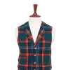 Mens Tartan Plaid Vest 44R Green Blue Red Lambswool Waistcoat XL Formal Wedding