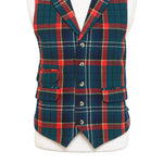 Mens Tartan Plaid Vest 44R Green Blue Red Lambswool Waistcoat XL Formal Wedding