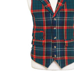 Mens Tartan Plaid Vest 44R Green Blue Red Lambswool Waistcoat XL Formal Wedding