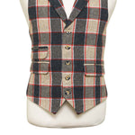 Mens Tweed Vest 44R Gray Beige Red Plaid Wool Waistcoat Western Casual Wedding