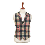 Mens Tweed Vest 44R Gray Beige Red Plaid Wool Waistcoat Western Casual Wedding