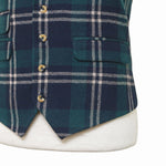 Mens Plaid Vest 44R Blue Green Beige Wool Waistcoat XL Western Casual Wedding