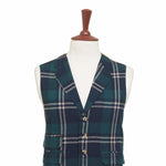 Mens Plaid Vest 44R Blue Green Beige Wool Waistcoat XL Western Casual Wedding