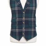 Mens Plaid Vest 44R Blue Green Beige Wool Waistcoat XL Western Casual Wedding