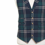 Mens Plaid Vest 44R Blue Green Beige Wool Waistcoat XL Western Casual Wedding