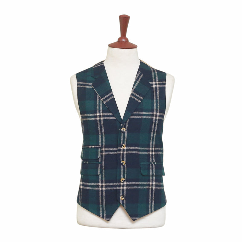 Mens Plaid Vest 44R Blue Green Beige Wool Waistcoat XL Western Casual Wedding