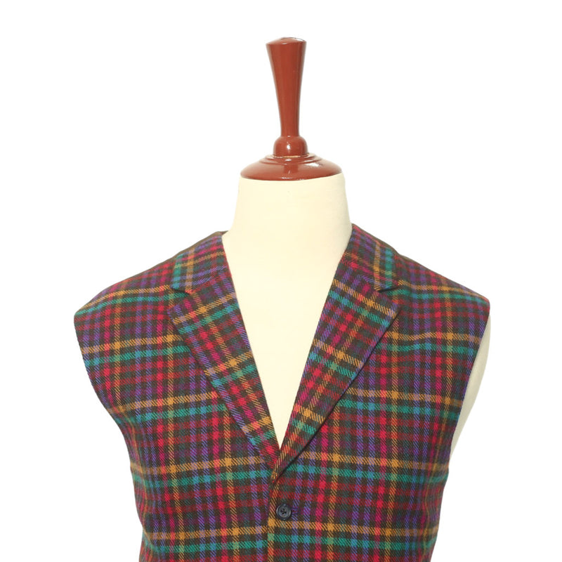 Mens Vest Orange Striped Wool Dress Formal Wedding Suit Lapel Waistcoat Large