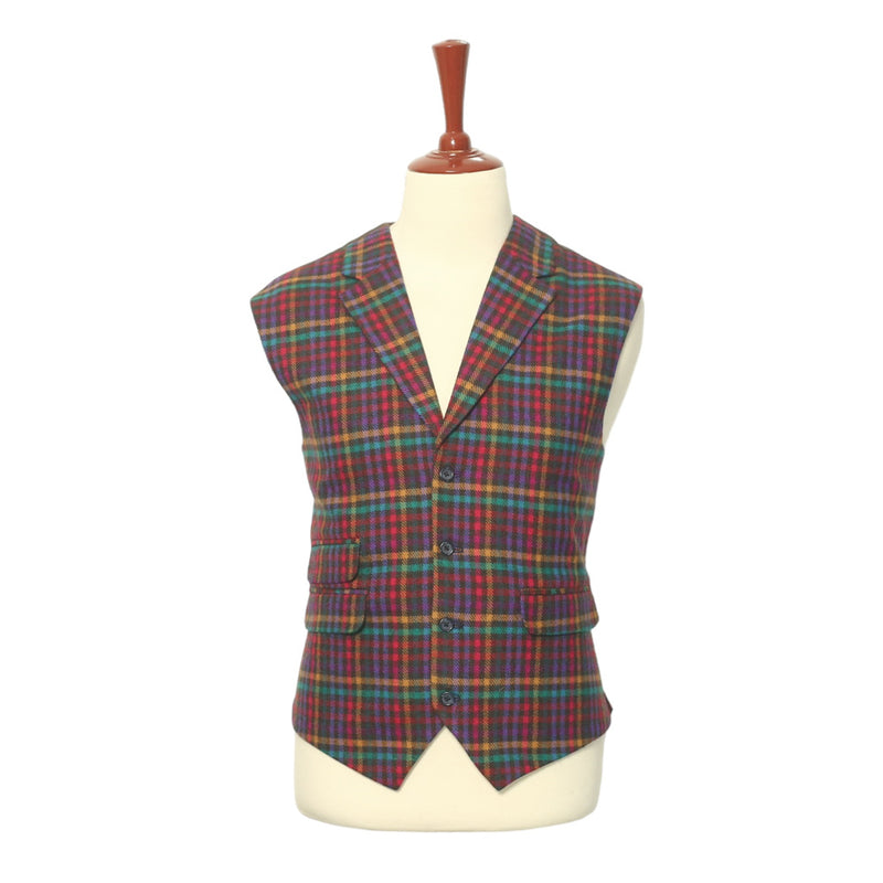 Mens Vest Orange Striped Wool Dress Formal Wedding Suit Lapel Waistcoat Large