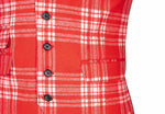 Mens Waistcoat Suit Lapel Vest 40R Red White Plaid 100% Wool Formal Wedding Prom