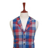 Mens Vest 44R Plaid Check Blue Red Gray Wool Waistcoat XL Formal Wedding Party