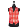 Mens Waistcoat Suit Lapel Vest 40R Red White Plaid 100% Wool Formal Wedding Prom