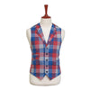 Mens Vest 44R Plaid Check Blue Red Gray Wool Waistcoat XL Formal Wedding Party