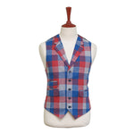 Mens Vest 44R Plaid Check Blue Red Gray Wool Waistcoat XL Formal Wedding Party