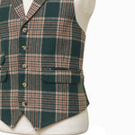 Mens Tweed Vest 44R Green Beige Plaid Wool Waistcoat XL Western Casual Wedding