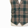 Mens Tweed Vest 44R Green Beige Plaid Wool Waistcoat XL Western Casual Wedding