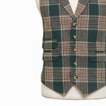 Mens Tweed Vest 44R Green Beige Plaid Wool Waistcoat XL Western Casual Wedding