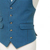 Mens Vest 44R Blue Brown Check Wool Waistcoat XL Formal Wedding Groom Party