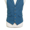 Mens Vest 44R Blue Brown Check Wool Waistcoat XL Formal Wedding Groom Party