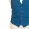 Mens Vest 44R Blue Brown Check Wool Waistcoat XL Formal Wedding Groom Party