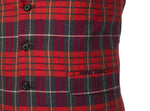 Mens Vest Suit Lapel Red Purple Plaid Check Wool Formal Wedding Waistcoat XL 46