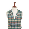 Mens Plaid Vest 44R Green Beige Orange Wool Waistcoat XL Formal Wedding Party
