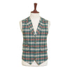 Mens Plaid Vest 44R Green Beige Orange Wool Waistcoat XL Formal Wedding Party