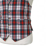 Mens Tartan Plaid Vest 44R Red Green White Cotton Waistcoat XL Christmas Formal