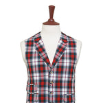 Mens Tartan Plaid Vest 44R Red Green White Cotton Waistcoat XL Christmas Formal