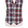 Mens Tartan Plaid Vest 44R Red Green White Cotton Waistcoat XL Christmas Formal