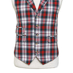 Mens Tartan Plaid Vest 44R Red Green White Cotton Waistcoat XL Christmas Formal