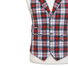 Mens Tartan Plaid Vest 44R Red Green White Cotton Waistcoat XL Christmas Formal