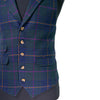 Mens Plaid Vest 44R Blue Green Purple Wool Waistcoat Formal Wedding Party Groom