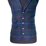Mens Plaid Vest 44R Blue Green Purple Wool Waistcoat Formal Wedding Party Groom