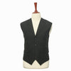 Mens Vest Suit Lapel Black Textured Cotton Blend Formal Wedding Waistcoat XL 46