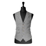 Mens Vest 44R Black White Houndstooth Check Wool Waistcoat Formal Wedding Party