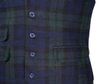 Mens Waistcoat Suit Vest 40R Blue Green Tartan Plaid Wool Formal Wedding Party