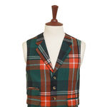 Mens Vest 44R Plaid Green Orange Wool Waistcoat XL Formal Wedding Groom Party
