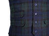 Mens Waistcoat Suit Vest 40R Blue Green Tartan Plaid Wool Formal Wedding Party