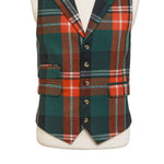 Mens Vest 44R Plaid Green Orange Wool Waistcoat XL Formal Wedding Groom Party