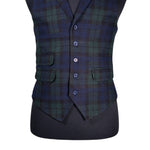 Mens Waistcoat Suit Vest 40R Blue Green Tartan Plaid Wool Formal Wedding Party