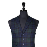 Mens Waistcoat Suit Vest 40R Blue Green Tartan Plaid Wool Formal Wedding Party