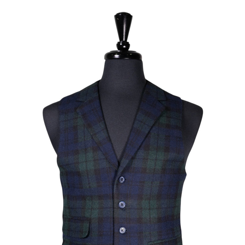 Mens Waistcoat Suit Vest 40R Blue Green Tartan Plaid Wool Formal Wedding Party