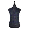 Mens Waistcoat Suit Vest 40R Blue Green Tartan Plaid Wool Formal Wedding Party
